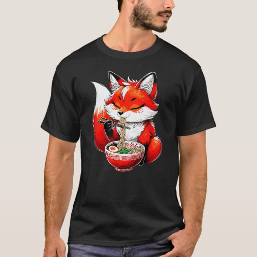T-shirt Fox Eating Ramen Noodle Animal Fox (Devant)