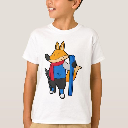 T-shirt Fox en ski avec ski (Devant)