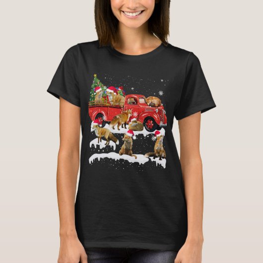 T-shirt Fox équitation Camion Rouge Joyeux Noël Noël X mas (Devant)