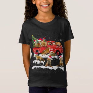 T-Shirt Fox équitation Camion Rouge Joyeux Noël Noël X mas