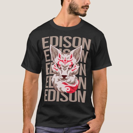 T-shirt Fox Face - Nom Edison (Devant)
