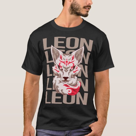 T-shirt Fox Face - Nom Leon (Devant)