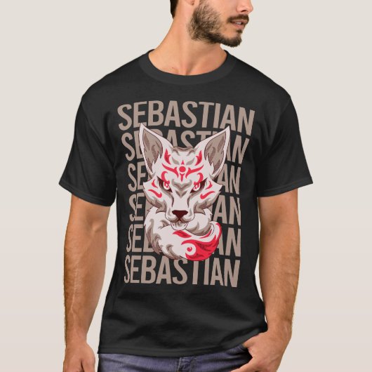T-shirt Fox Face - Nom Sebastian (Devant)