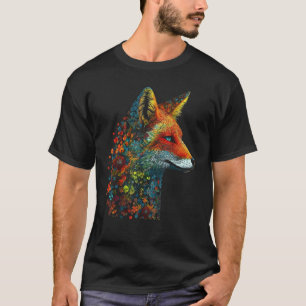 T-shirt Fox Fleurs colorées Blue Eyes Animal Fox