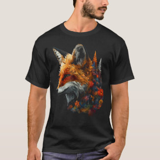 T-shirt Fox Forest Flowers  Animal Fox