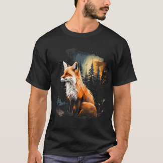 T-shirt Fox Forest Nature Lover Mountains Randonnée Campin