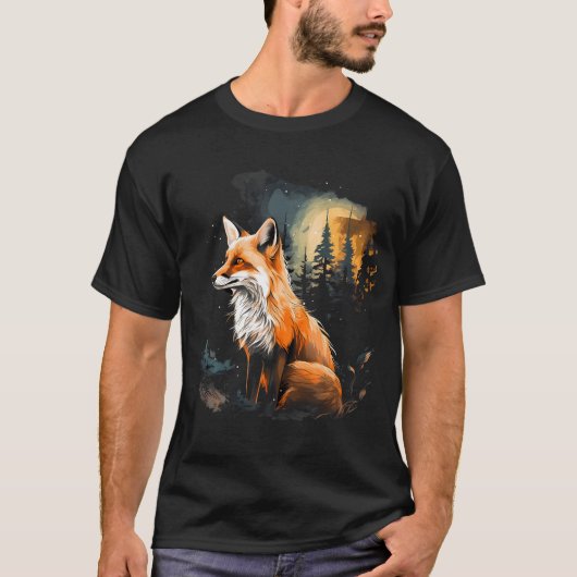 T-shirt Fox Forest Nature Lover Mountains Randonnée Campin (Devant)