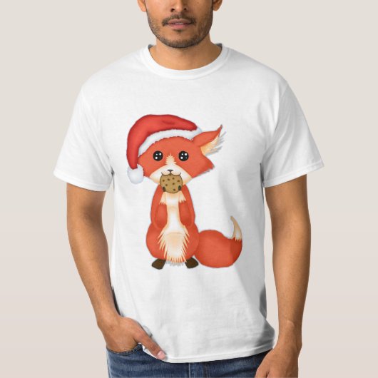 T-shirt Fox mignon de biscuit utilisant un casquette de (Devant)