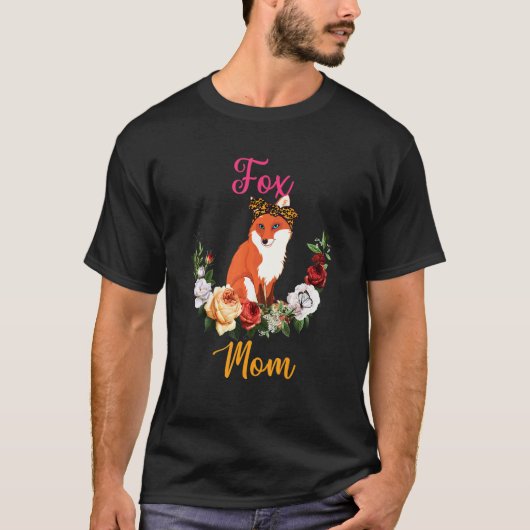 T-shirt Fox Mom Floral Fox Bow Tie Lover Mother's Day (Devant)