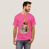 T-shirt Fox Nature Pixel Fleurs d'animaux Art Fox (Devant entier)