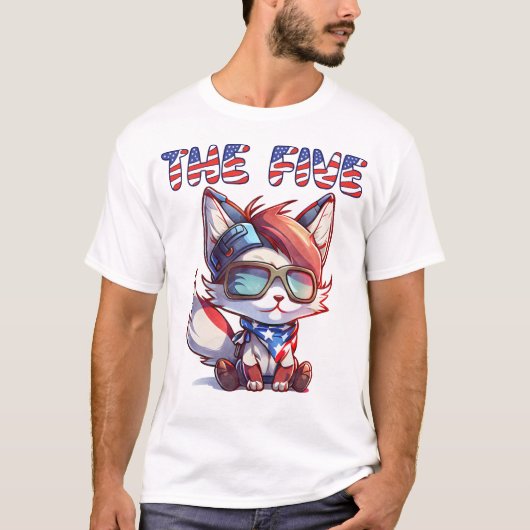 T-shirt Fox News Les cinq mignons Fox Patriotique Américai (Devant)