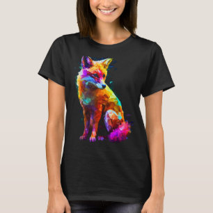 T-shirt Fox Polygon Colorful Amoureux des animaux Art Rena