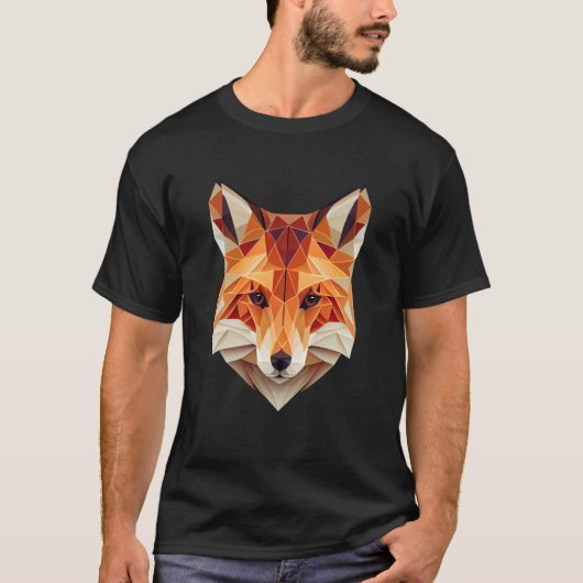 T-shirt Fox Polygon Wild Animal Wildlife Geometr (Devant)
