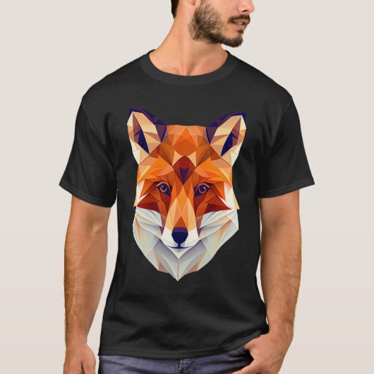 T-shirt Fox Polygon Wild Animal Wildlife Zookeeper Geomet (Devant)