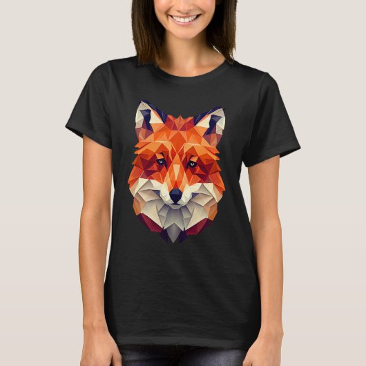 T-shirt Fox Polygon Wild Animal Wildlife Zookeeper Geomet (Devant)