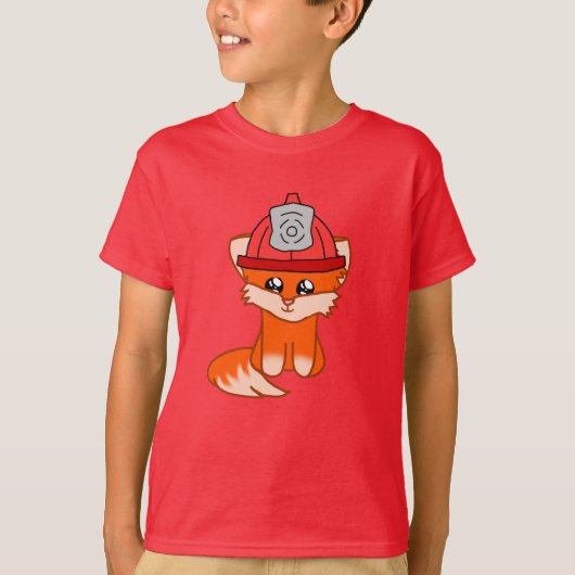 T-shirt Fox Pompiers Avec Casque De Pompiers (Devant)