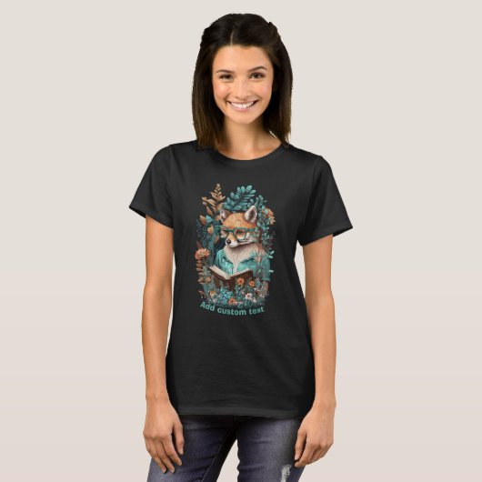 T-shirt Fox Reading Book, fleur sauvage, Fox Lover (Devant entier)