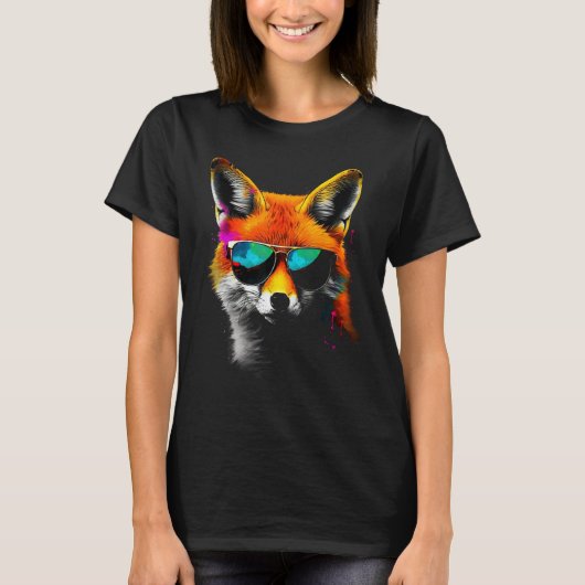 T-shirt Fox Sunglasses  Animal Fox 1 (Devant)