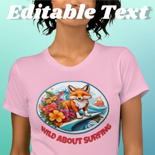 T-shirt Fox Surfing Wild À propos du surf Editable