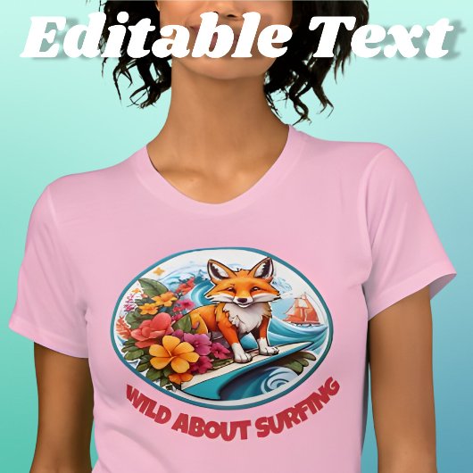 T-shirt Fox Surfing Wild À propos du surf Editable