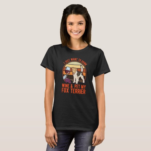 T-shirt Fox Terrier And Wine Wire Fox Terrier (Devant entier)