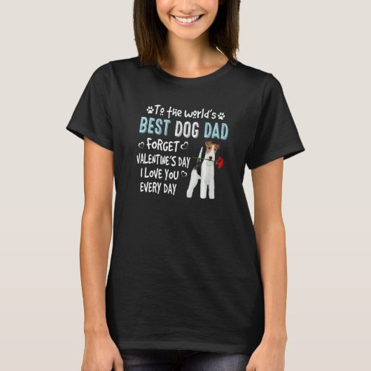 T-shirt Fox Terrier Best Dog Dad Valentines Day Puppy (Devant)