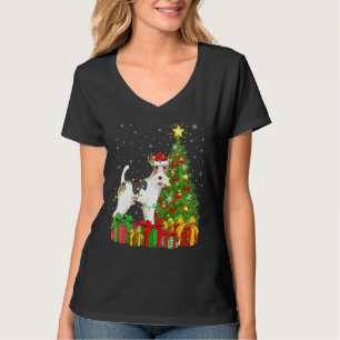 T-shirt Fox Terrier Lighting Xmas Tree Père Noël Fox Terri