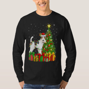 T-shirt Fox Terrier Lighting Xmas Tree Père Noël Fox Terri