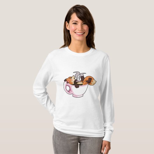 T-shirt Fox with Coffee (Devant entier)