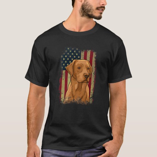 T-shirt Foxred Labrador US Flag Dog Lover Fox Red lab Prem (Devant)