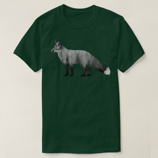 T-shirt Foxsilhouette renard double exposition renard forê (Design devant)