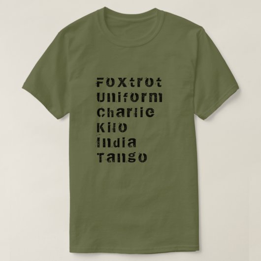 T-shirt Foxtrot, Uniforme, Charlie, Kilo, Inde, Tango T-Sh (Design devant)