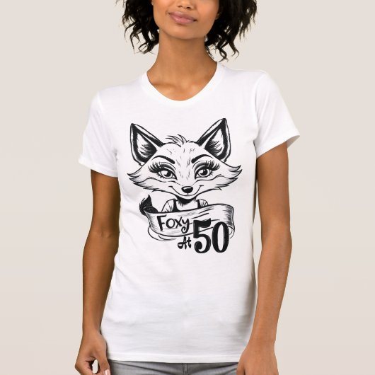 T-shirt Foxy À 50 | 50e Anniversaire Fête Fox Blanc (Devant)