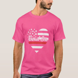 T-shirt Foyer patriotique Son mince Red Line Coeur Drapeau