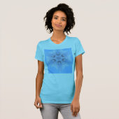 T-shirt Fractale bleue sensible de flocon de neige (Devant entier)