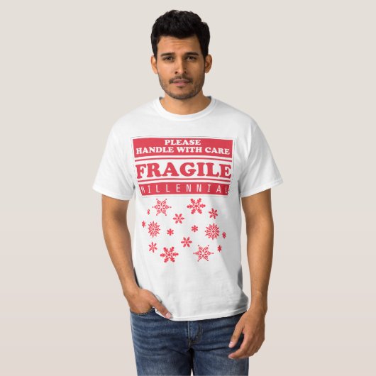 T-shirt Fragile Millennial, Manipulez Avec Soin Les Flamme (Devant entier)