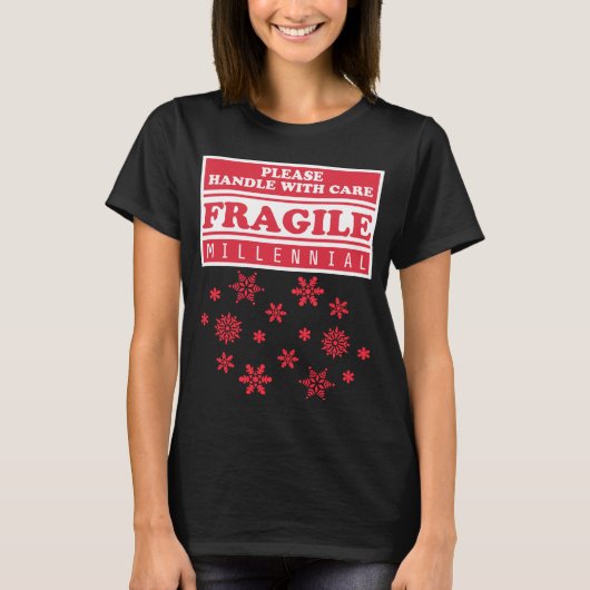 T-shirt Fragile Millennial, Manipulez Avec Soin Les Flamme (Devant)