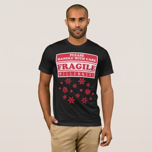 T-shirt Fragile Millennial, Manipulez Avec Soin Les Flamme (Devant entier)