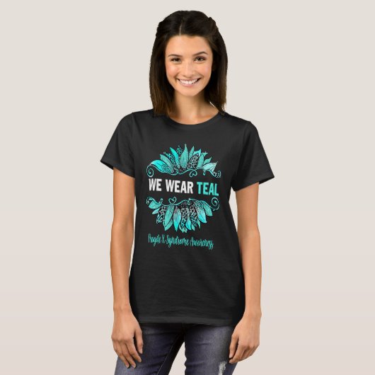 T-shirt Fragile X Syndrome Awareness We Wear Teal Sunflowe (Devant entier)