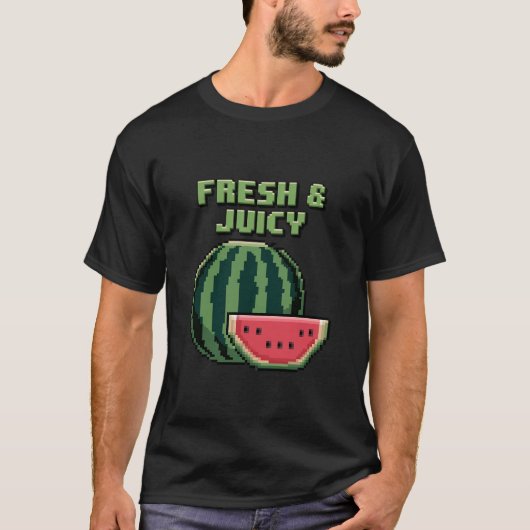 T-shirt Fraîcheur et jus de pastèque Pixel Art Design (Devant)