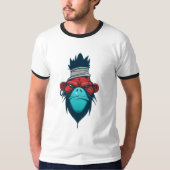 T-shirt frais avec l'image du chef fâché de singe (Devant)