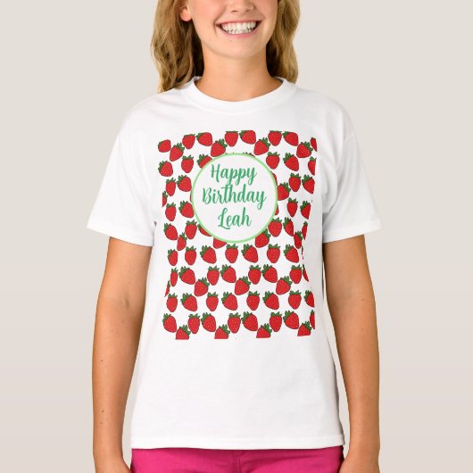 T-shirt Fraise Anniversaire Thème de fête (Devant)