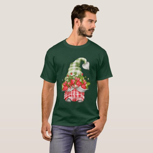 T-shirt Fraise Casquette Gnomé Plaid Fruit Unisex (Devant entier)