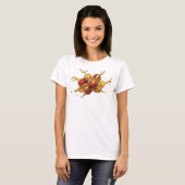 T-shirt Fraise de Printemps Abstrait Orange Impression Cré (Devant entier)
