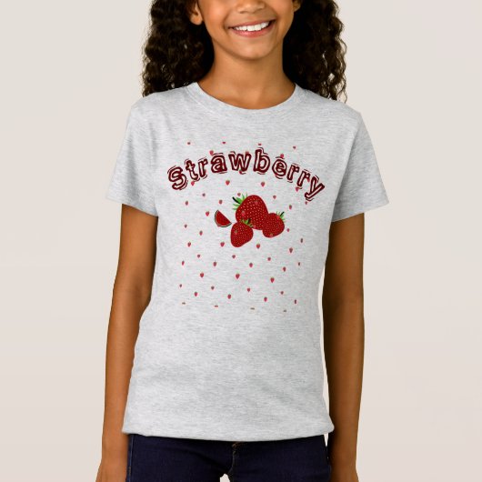T-Shirt Fraise mignonne Été Enfants Filles (Devant)