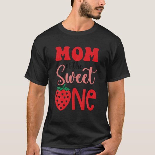 T-shirt Fraise Premier Anniversaire Correspondant Maman Pa (Devant)