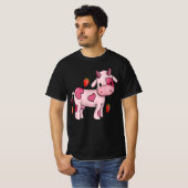 T-shirt fraise vache mignonne rose de l'eau vache fruit (Devant entier)