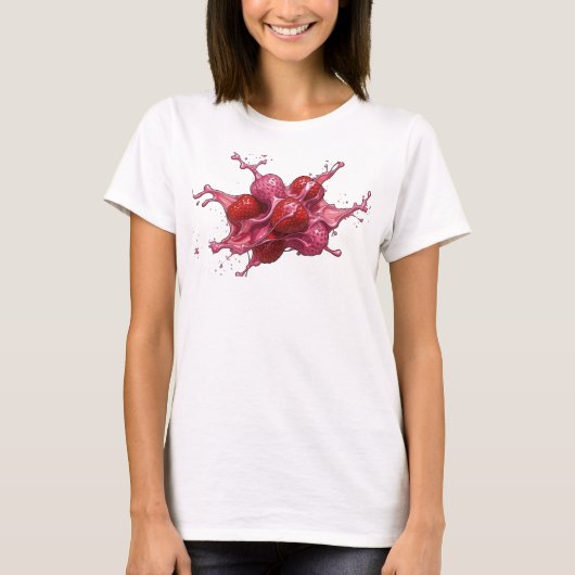T-shirt Fraises Abstraites Rouges Créatives (Devant)