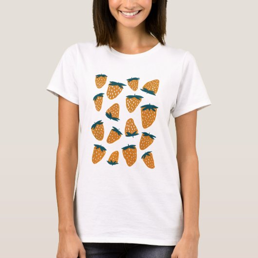 T-shirt Fraises d'été bio - orange et vert (Devant)