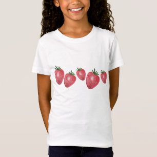 T-Shirt Fraises Mignonnes Aquarelle Peintes à la Main